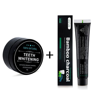 Bamboo Charcoal Toothpaste Teeth Whitening Powder Set