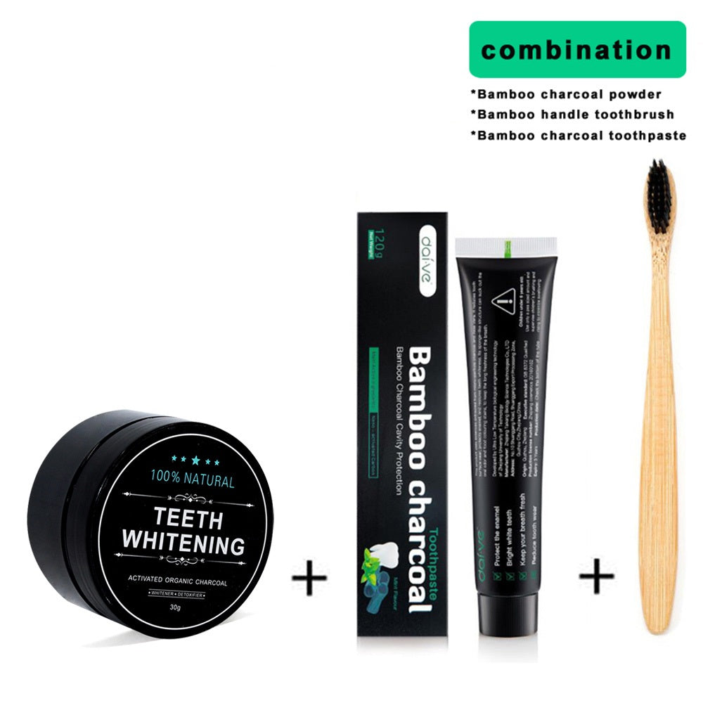 Bamboo Charcoal Toothpaste Teeth Whitening Powder Set