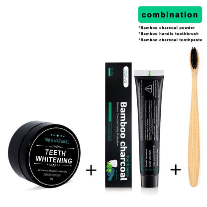 Bamboo Charcoal Toothpaste Teeth Whitening Powder Set