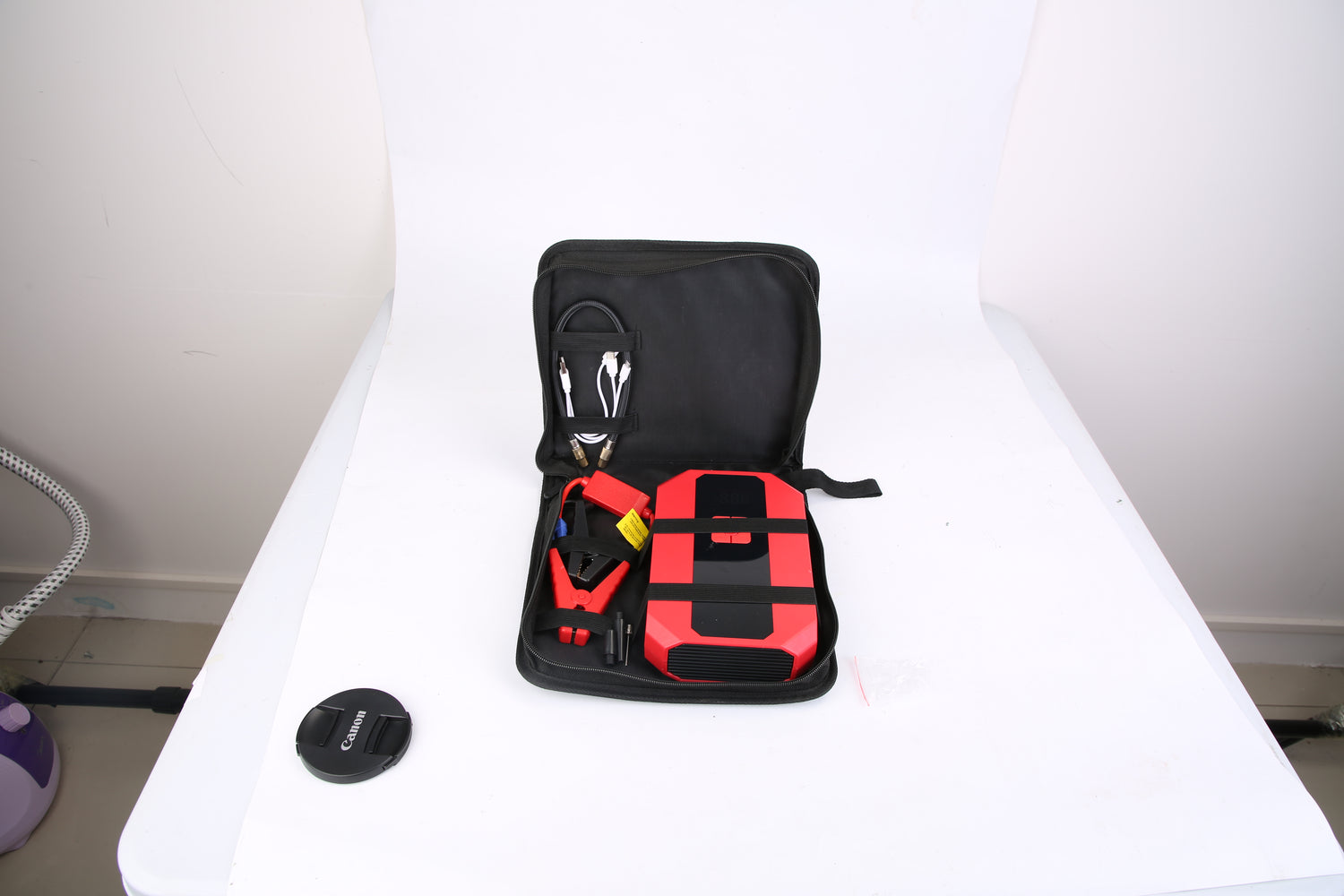 1Pc Portable Car Jump Starter: 1500A &amp; 400PSI Air Compressor