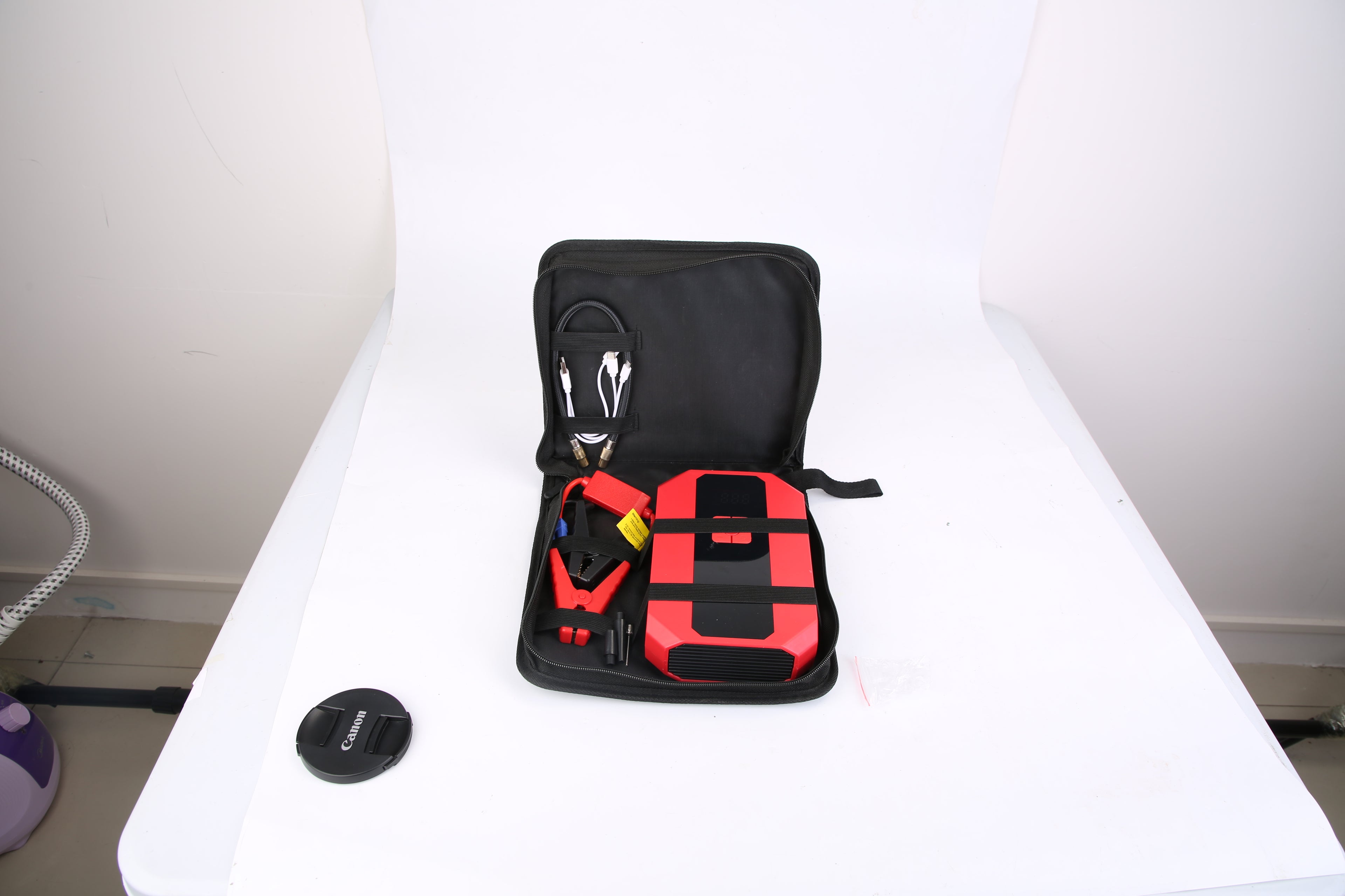 1Pc Portable Car Jump Starter: 1500A &amp; 400PSI Air Compressor