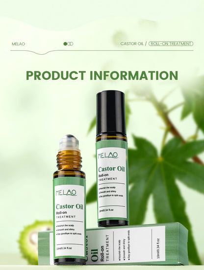 Castor Oil Roll-On Essential Oil 10ml Portable Hair Care Growth &amp; Regeneration Serum Scalp Nourishing Oil