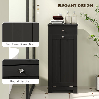 Laundry Hamper Cabinet, Laundry Cabinet with Tilt Out Laundry Basket and Drawer, Black
