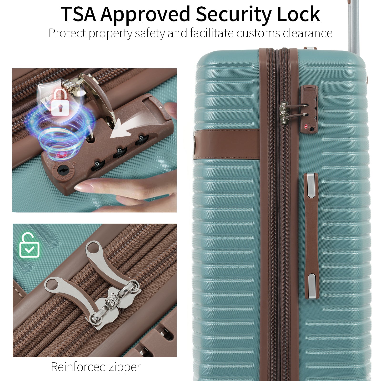 24-Inch Hardshell ABS Luggage, Lightweight Expandable Checked Suitcase With Spinner Wheels, TSA Lock, 2 Packing Cubes Blue