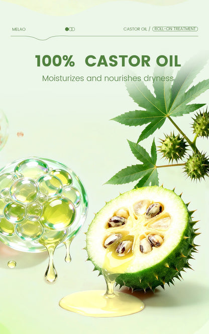 Castor Oil Roll-On Essential Oil 10ml Portable Hair Care Growth &amp; Regeneration Serum Scalp Nourishing Oil