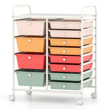 12-Drawer Utility Rolling Cart With Drawers Multi-Use Storage