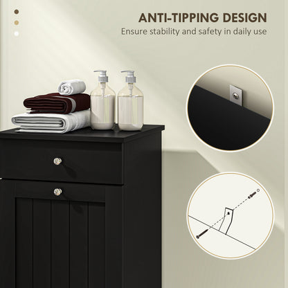 Laundry Hamper Cabinet, Laundry Cabinet with Tilt Out Laundry Basket and Drawer, Black