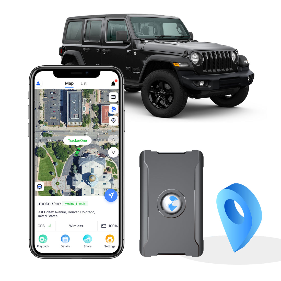 Anti-Theft Hidden GPS Tracker With Remote Control Real-Time Vehicle Tracker For Car, Truck, Motorcycle &amp; Luggage, Subscription Required